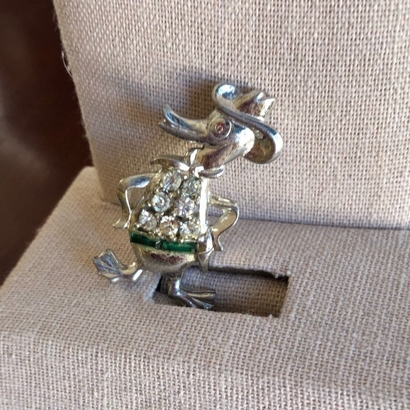 Vintage Rhinestone Cowboy Western Duck Pin Brooch - Picture 4 of 5